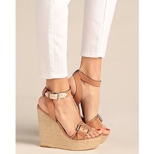 Pour La Victoire Espadrille Wedge Leather Sandals